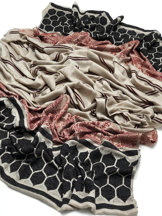 Luxurious Zari Tilla Pashmina Wool Shawl