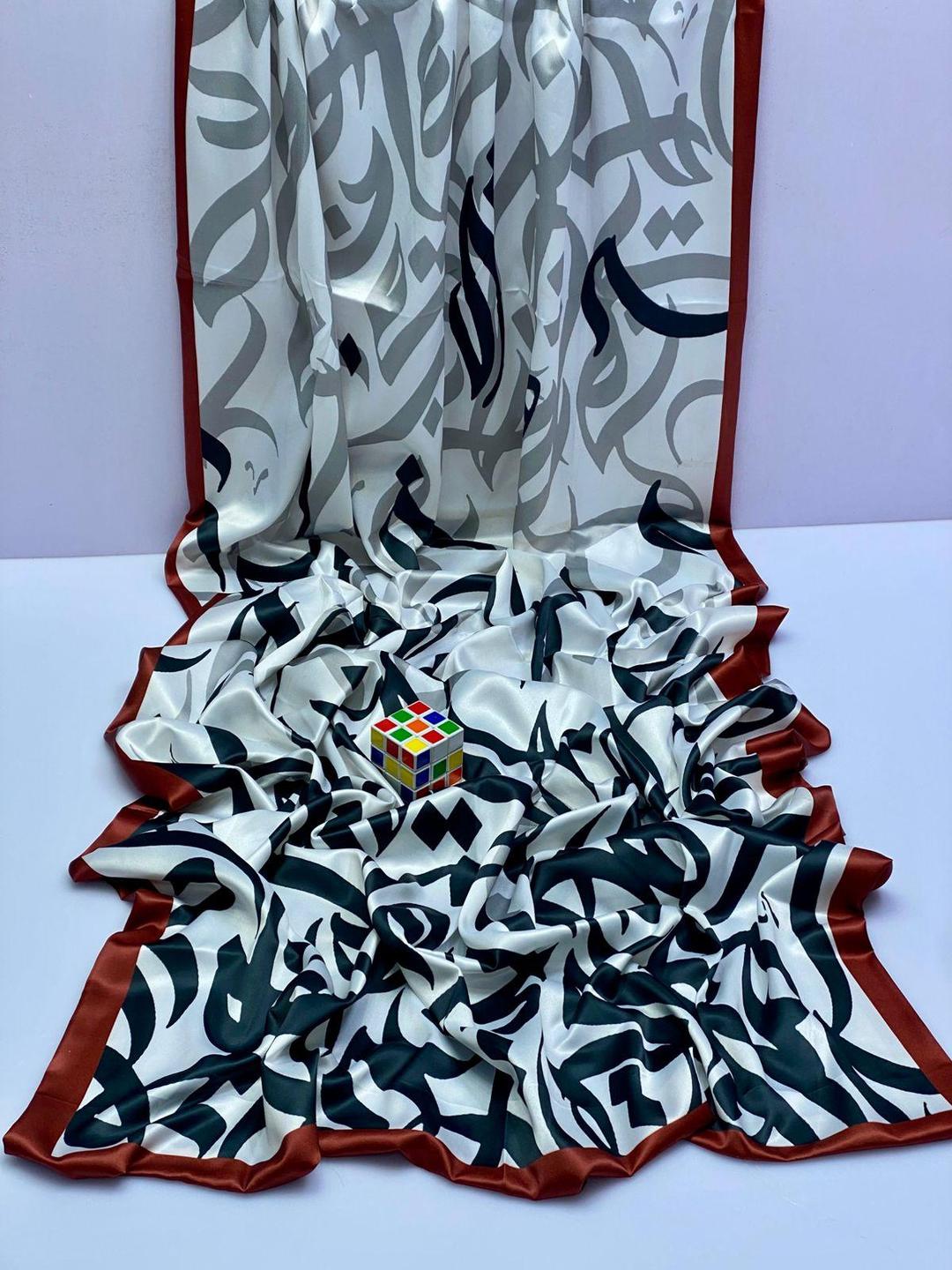 Stunning White Silk Dupatta – Elegant Digital Print