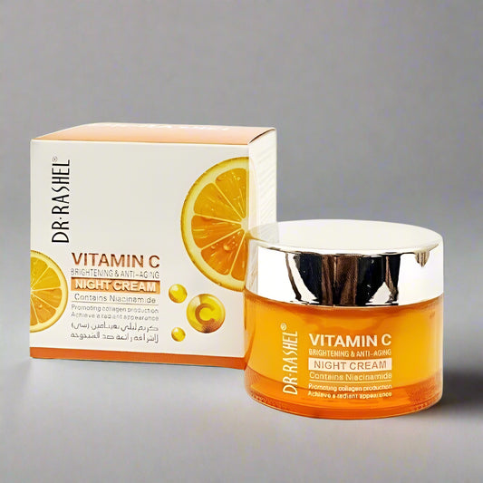 Dr. Rashel Vitamin C night cream with packaging on a white background