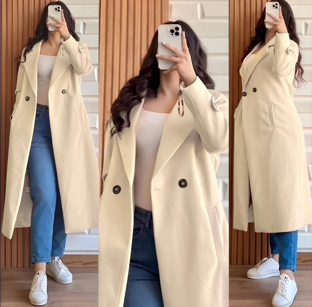 Both-Sided Pockets Long Sleeve Fleece Women’s Coat