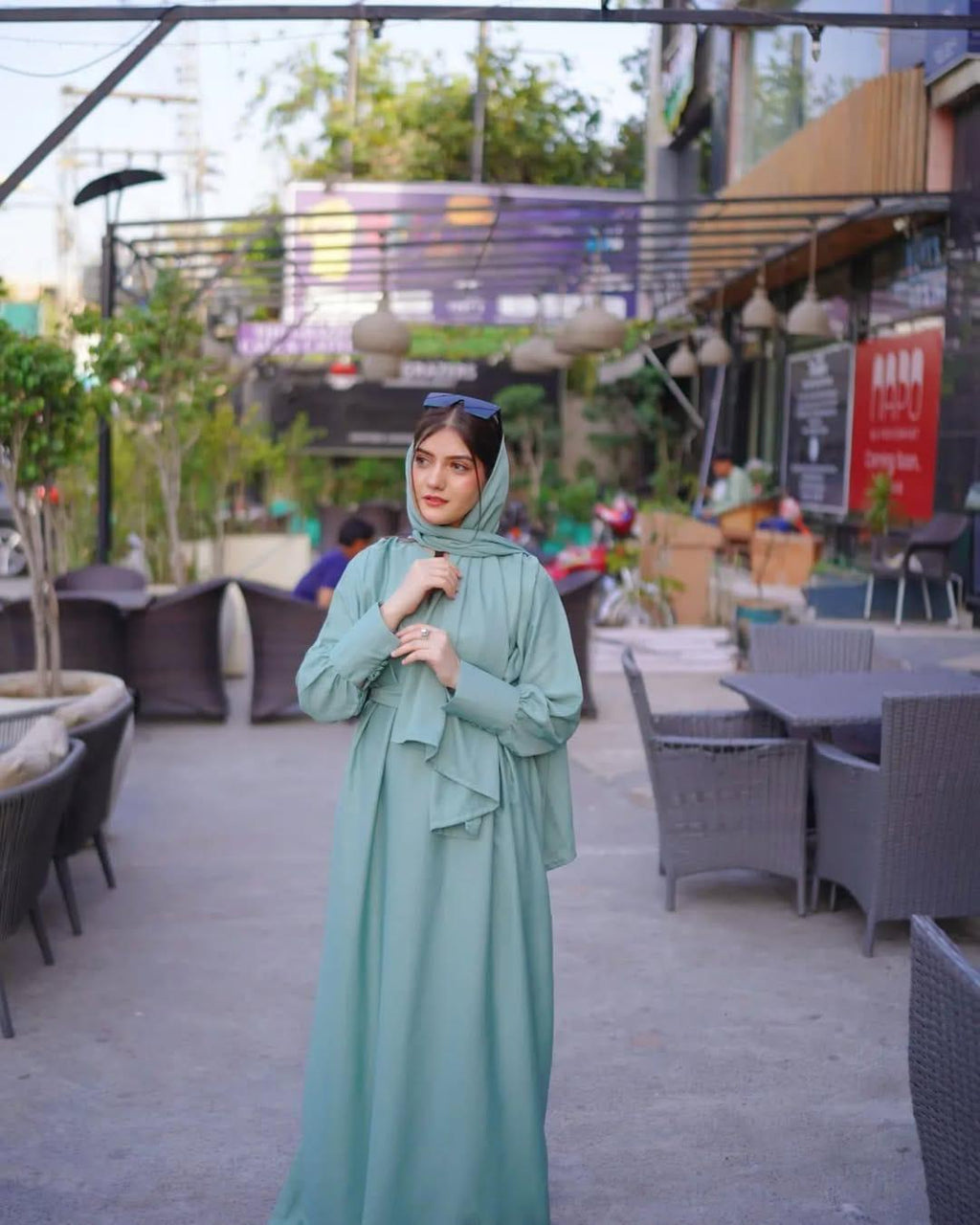 Elegant Turquoise Georgette Classic Abaya