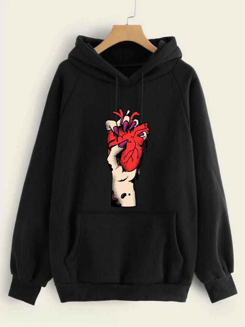 Women's Stitched Stylish Printed Hoodie