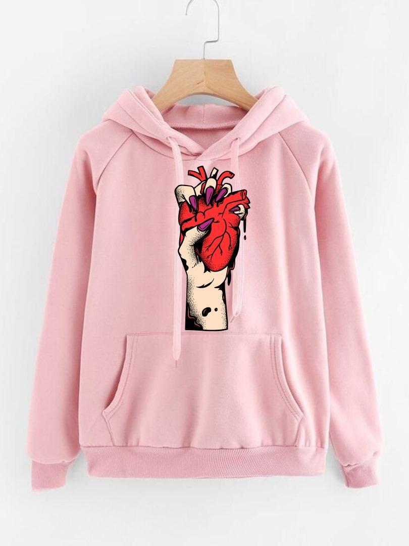 Women's Stitched Stylish Printed Hoodie