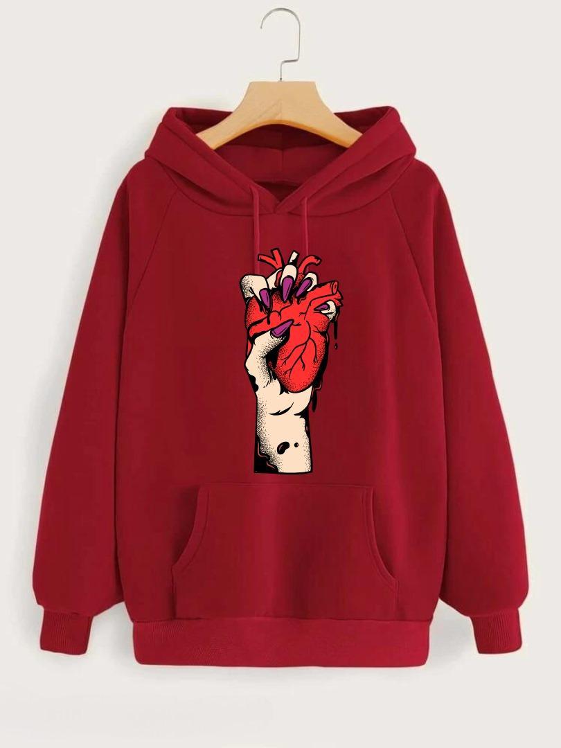 Women's Stitched Stylish Printed Hoodie