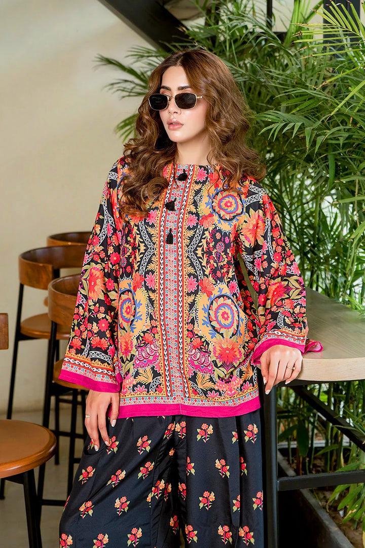 Women's Stitched 2 Pcs Silk Printed Shirt and Trouser Set