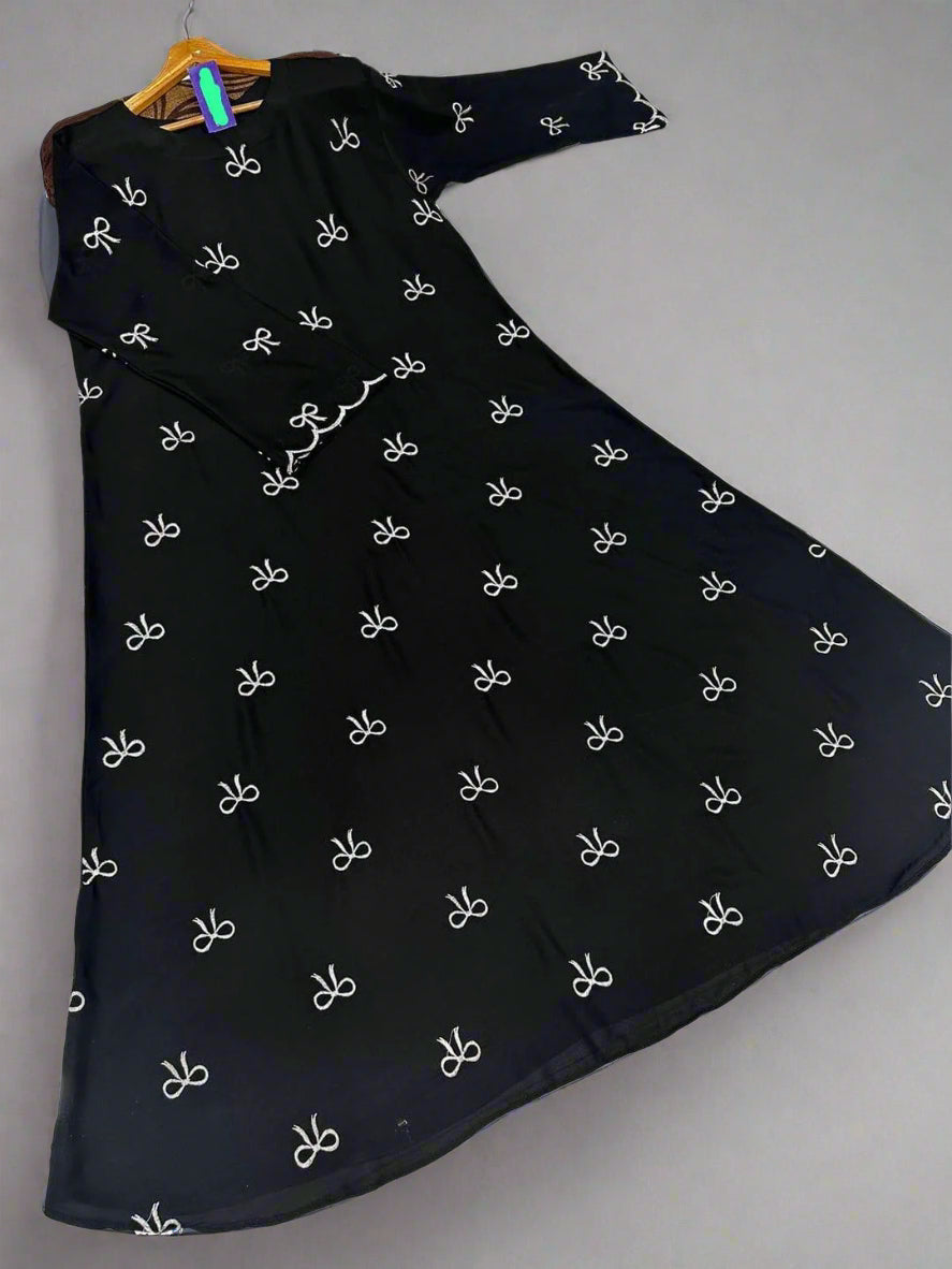 Black dress with white patterns