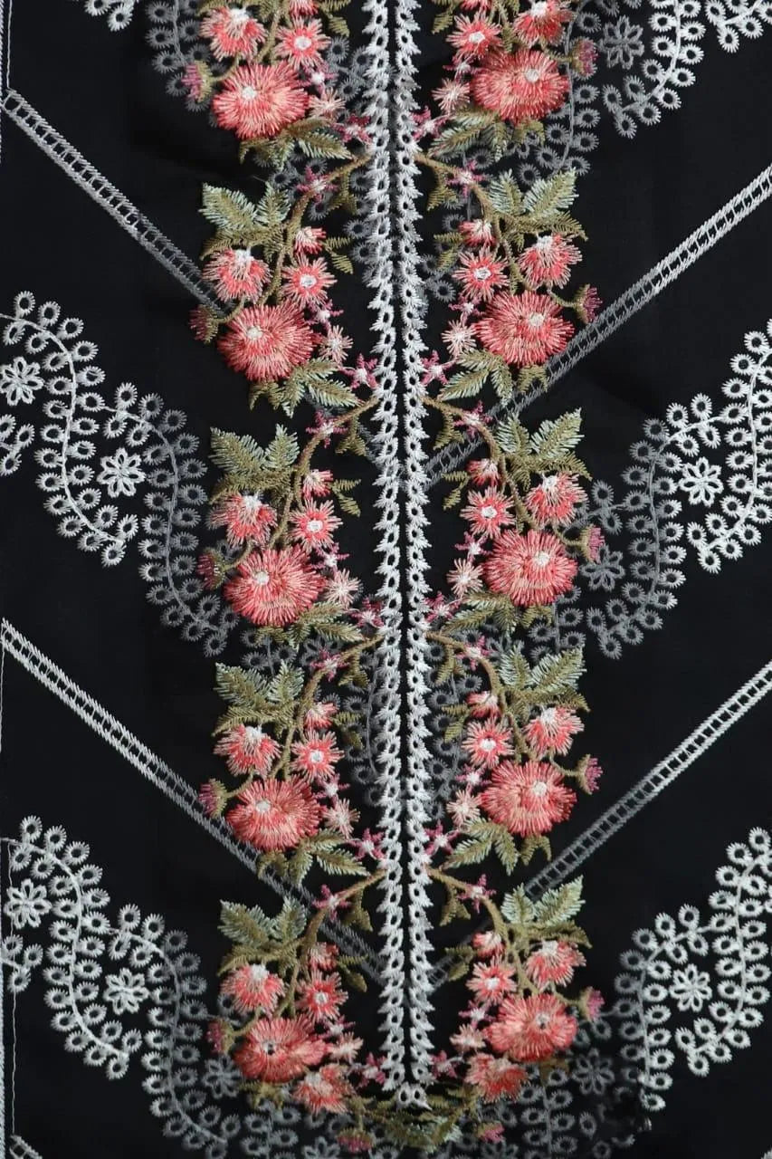 3 Pcs Women's Unstitched Black Dhanak Suit