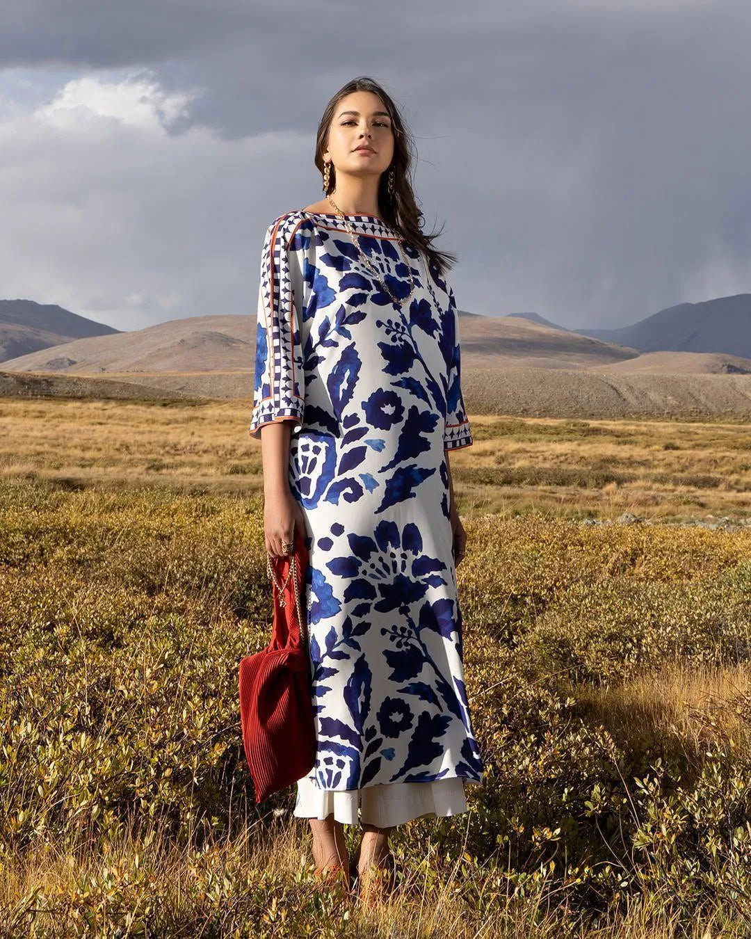 Chic Women's Stitched Printed Swiss Lawn Shirt and Trouser Set