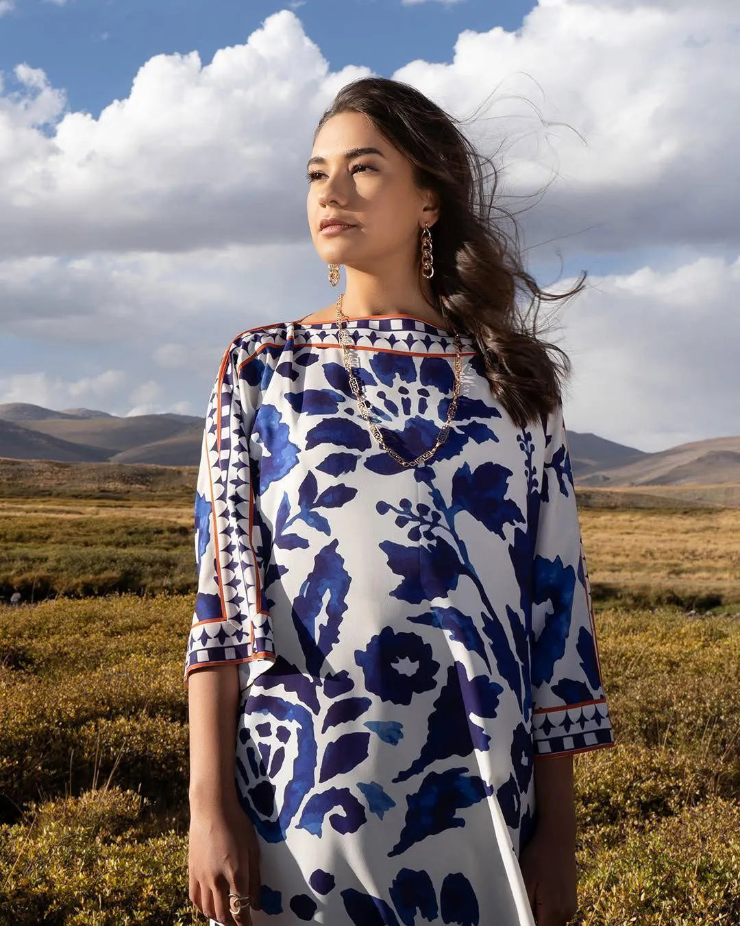 Chic Women's Stitched Printed Swiss Lawn Shirt and Trouser Set
