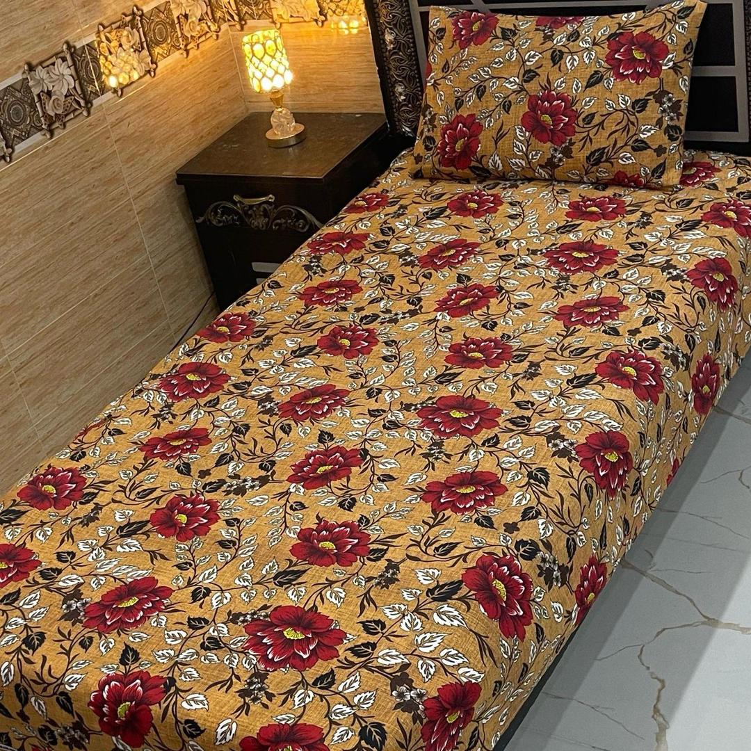 4 Pcs Crystal Cotton Printed Single Bedsheet