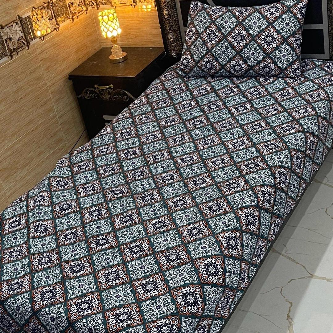 4 Pcs Crystal Cotton Printed Single Bedsheet