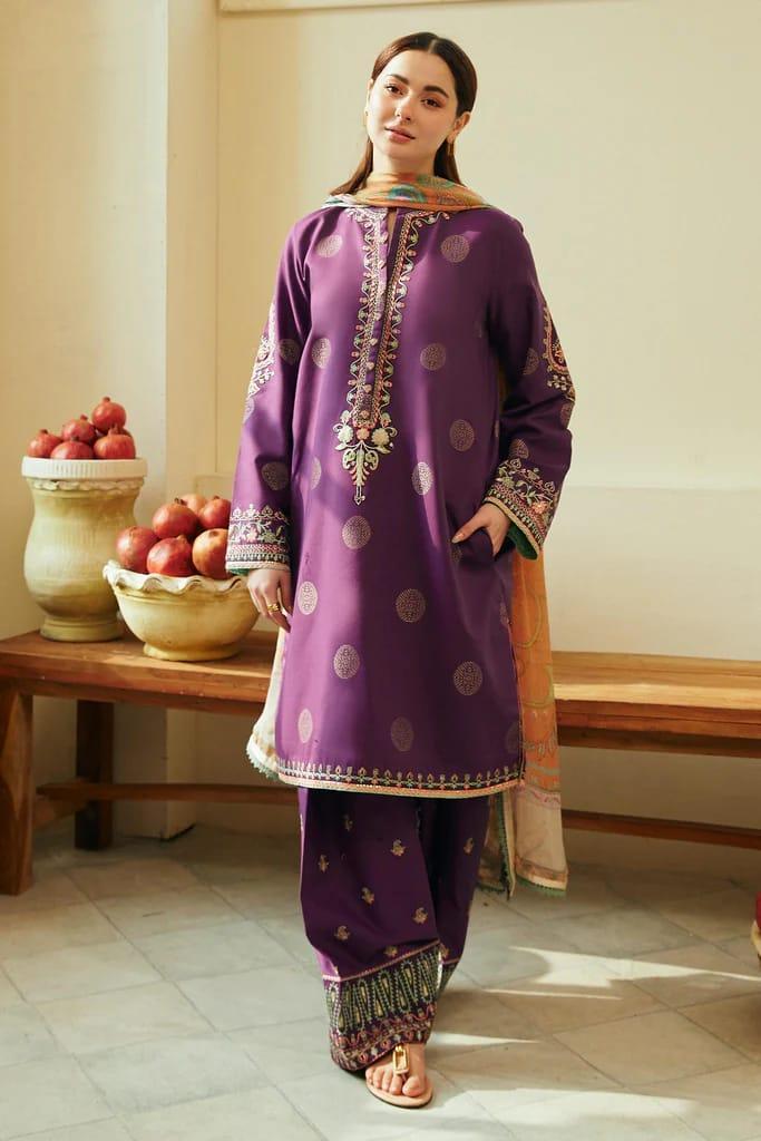 3 Pcs Women's Unstitched Embroidered Lawn Suit