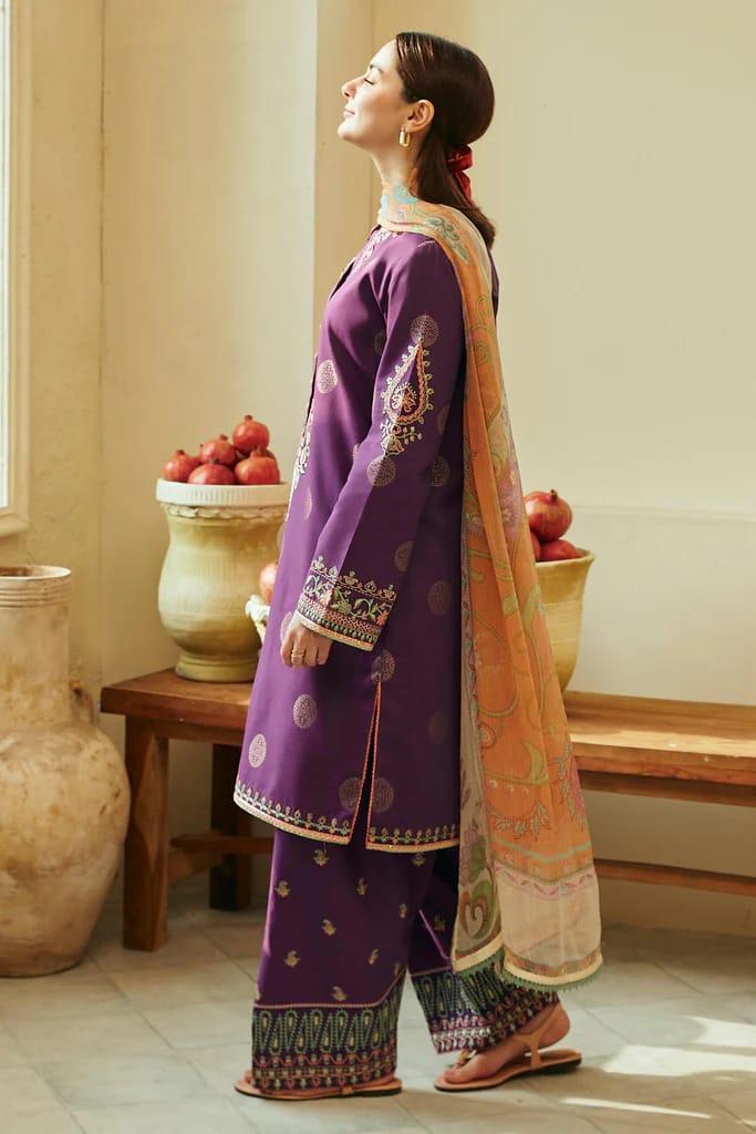 3 Pcs Women's Unstitched Embroidered Lawn Suit
