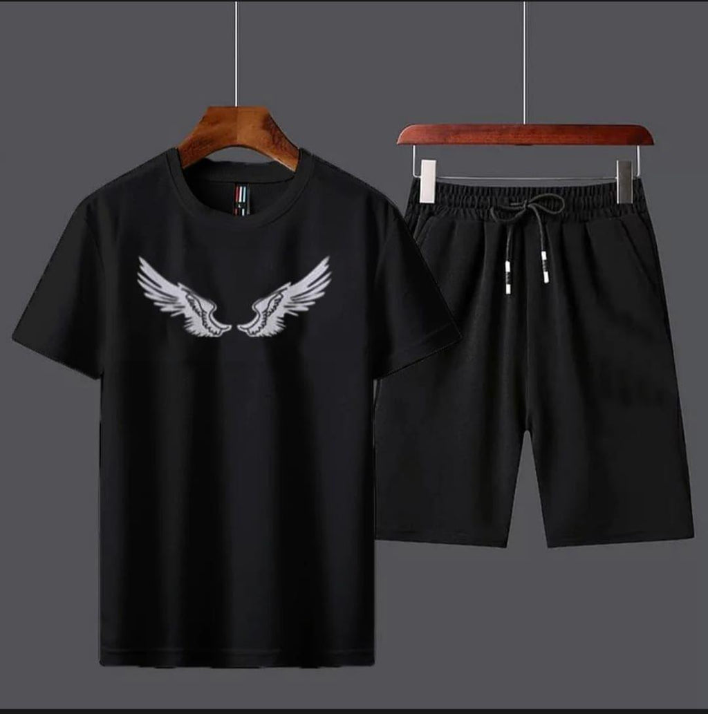Men’s 2 Pcs Cotton Printed T-Shirt & Shorts Tracksuit
