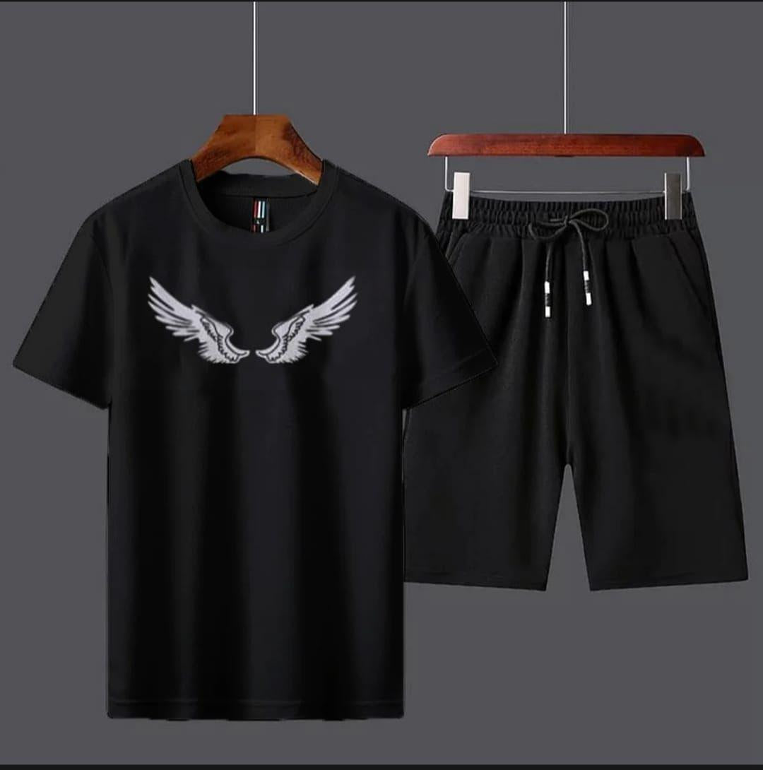 Men’s 2 Pcs Cotton Printed T-Shirt & Shorts Tracksuit
