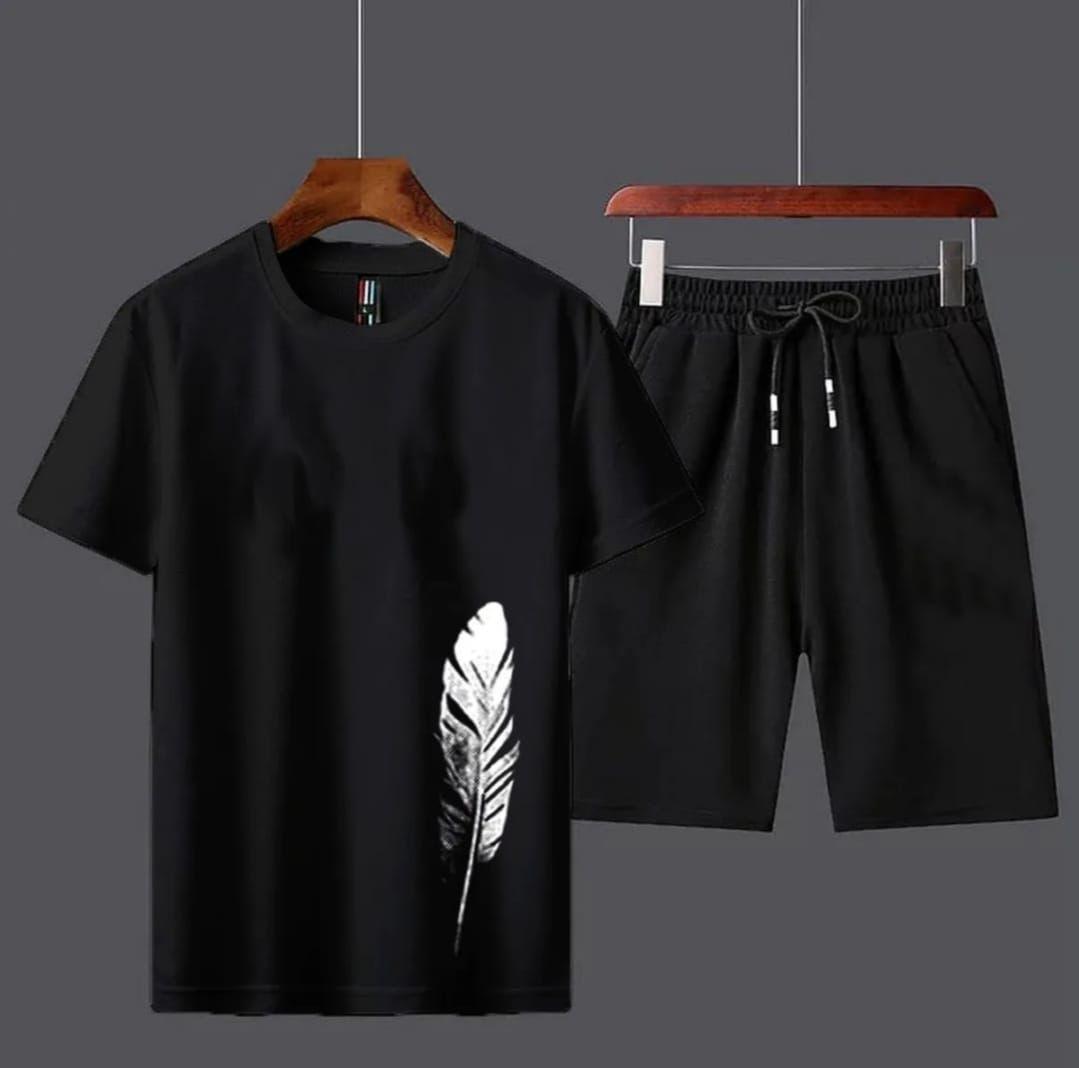 Men’s 2 Pcs Cotton Printed T-Shirt & Shorts Tracksuit