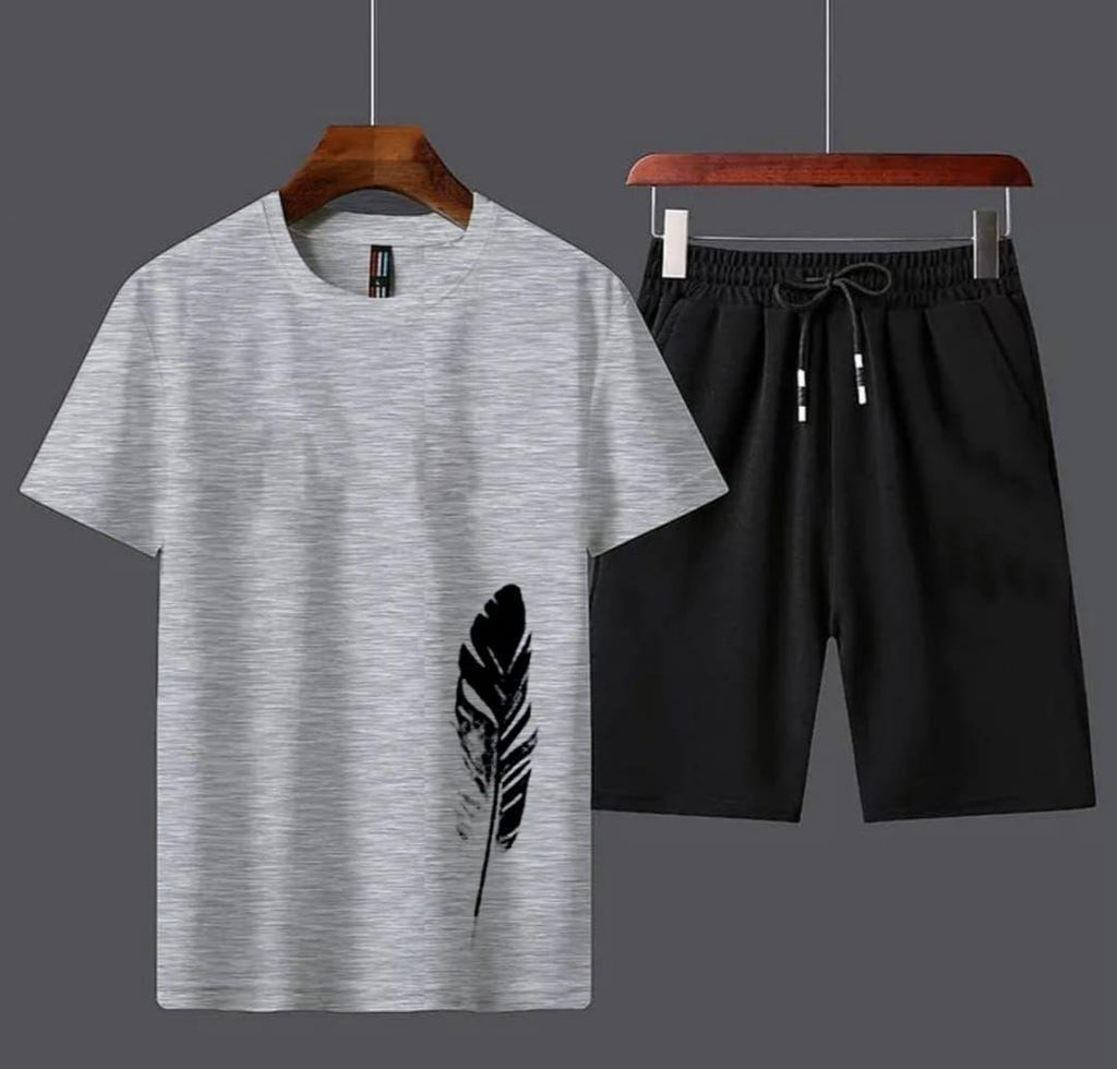 Men’s 2 Pcs Cotton Printed T-Shirt & Shorts Tracksuit