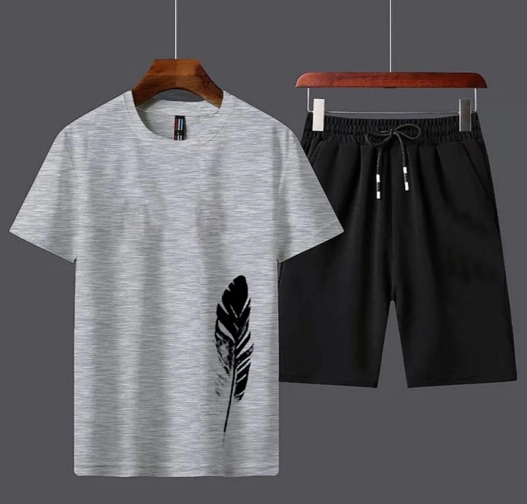 Men’s 2 Pcs Cotton Printed T-Shirt & Shorts Tracksuit