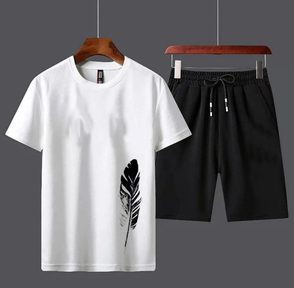 Men’s 2 Pcs Cotton Printed T-Shirt & Shorts Tracksuit