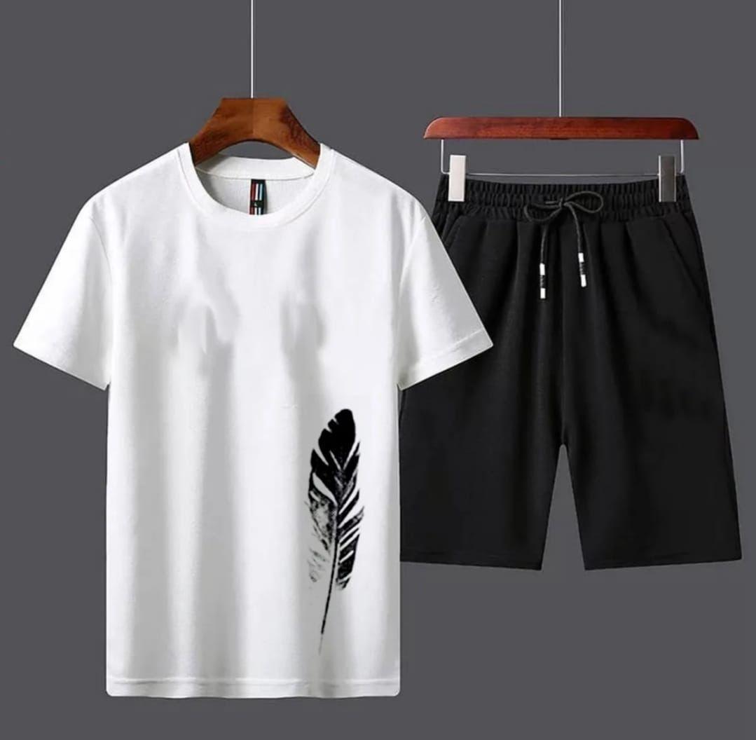 Men’s 2 Pcs Cotton Printed T-Shirt & Shorts Tracksuit