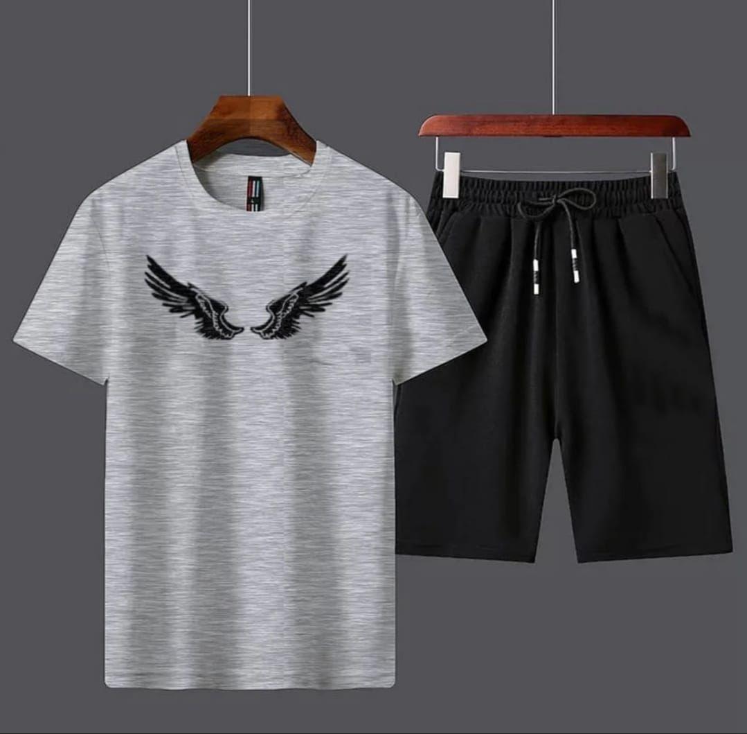 Men’s 2 Pcs Cotton Printed T-Shirt & Shorts Tracksuit