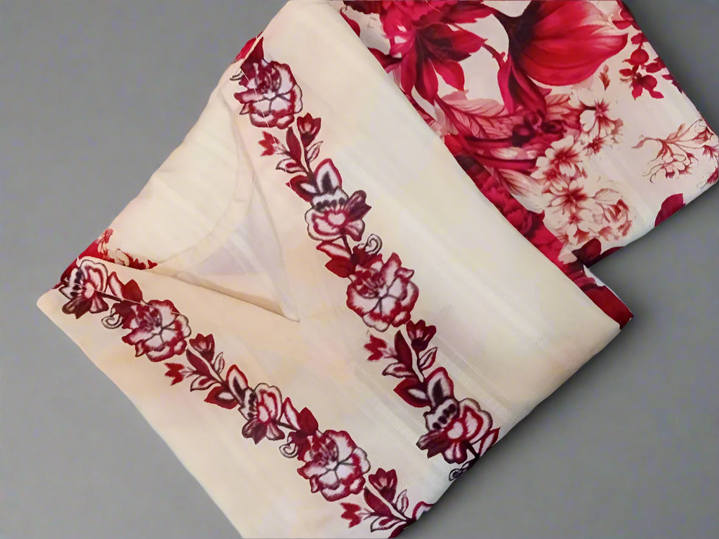2 Pcs Women's Stitched Swiss Lawn Printed Shirt & Trouser Set