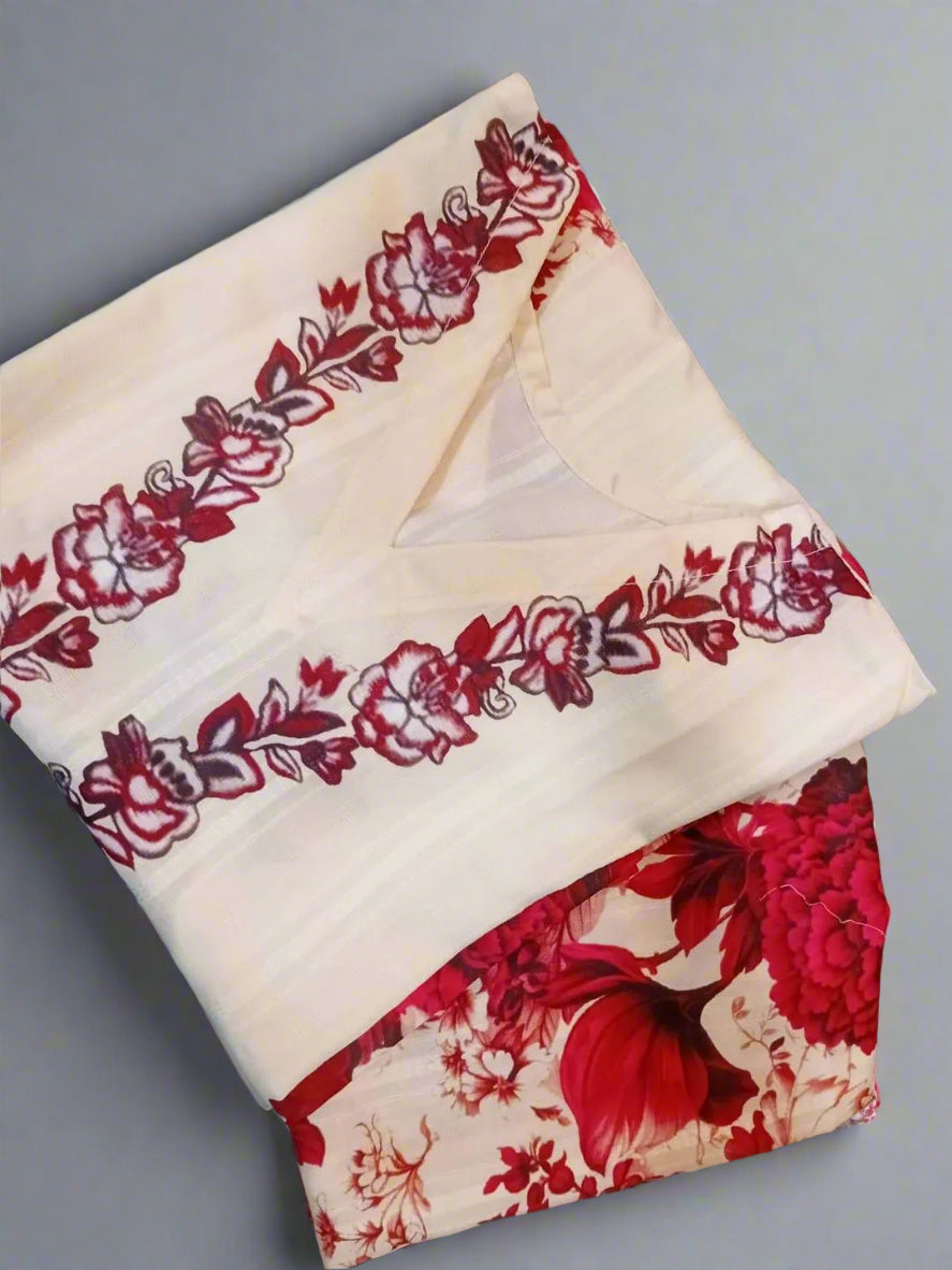 2 Pcs Women's Stitched Swiss Lawn Printed Shirt & Trouser Set
