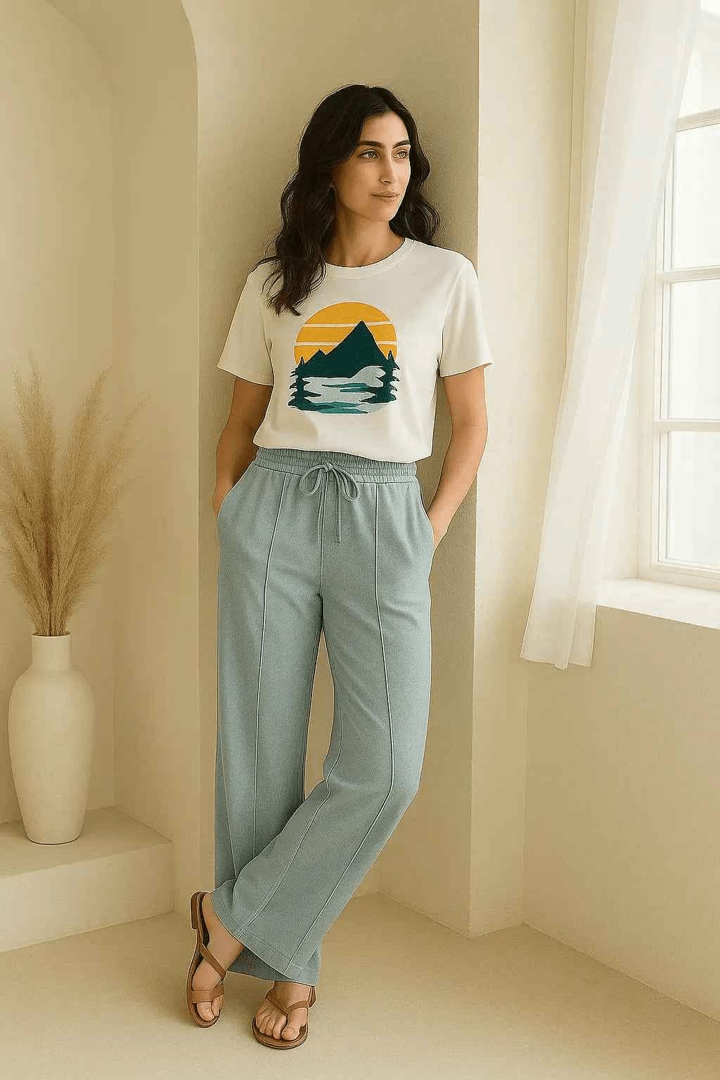Cloud Mist Relaxed Trousers – Comfortable Everyday Cotton Pants