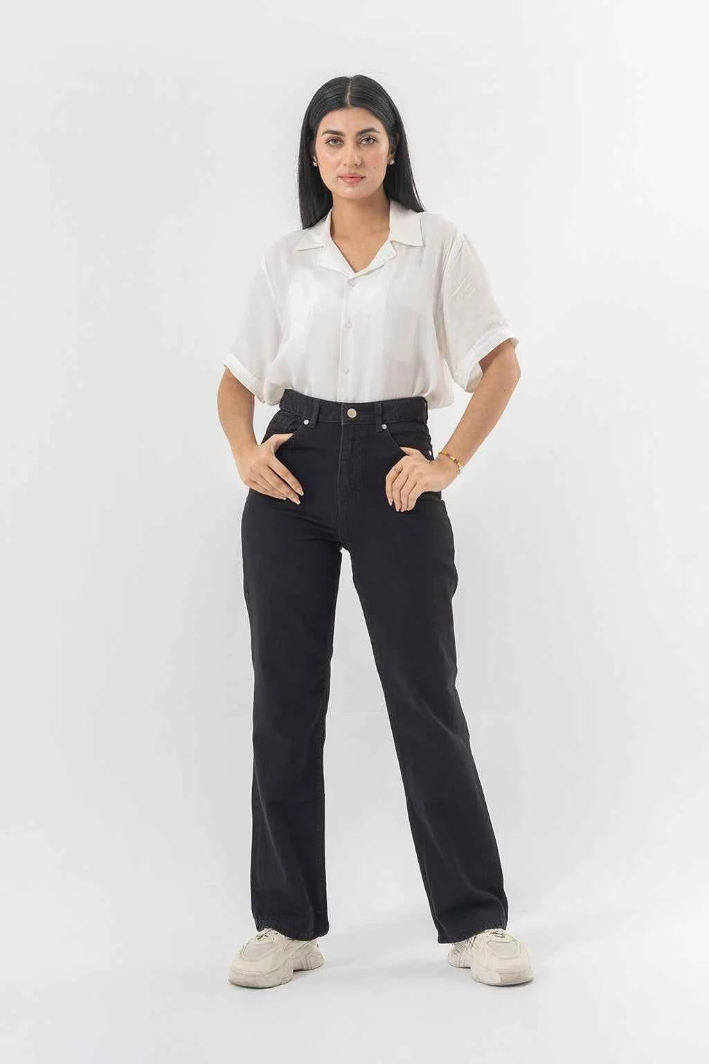 High Waist Black Denim Pants – Chic Everyday Style