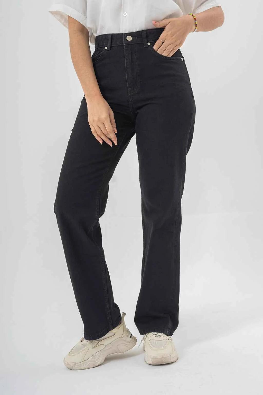 High Waist Black Denim Pants – Chic Everyday Style