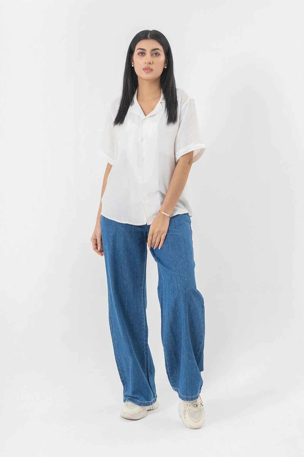 Relaxed Wide Leg Blue Denim Pants – Classic Comfort & Effortless Style