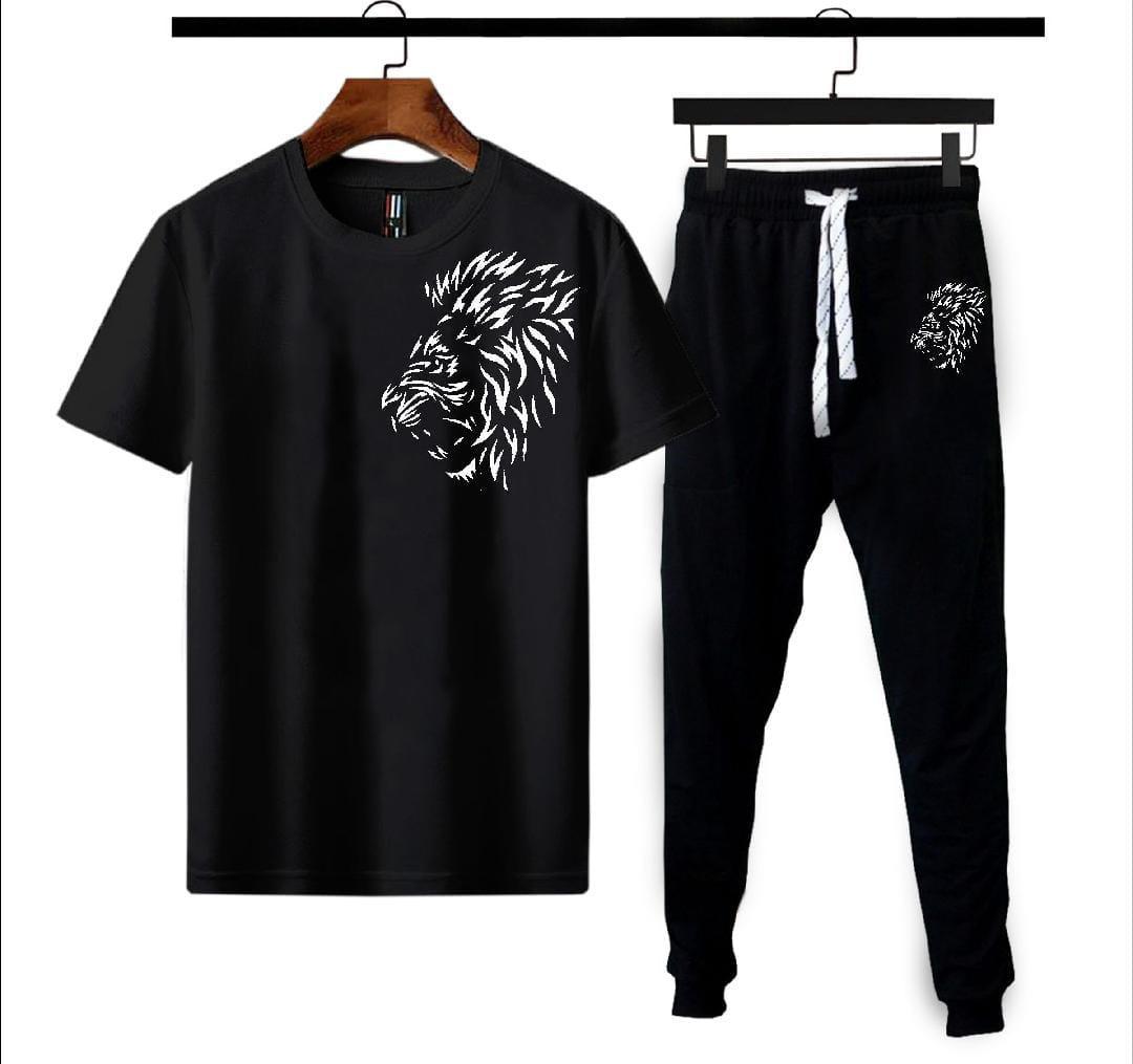 Men’s Polyester Printed Track Suit – 2 Pcs White Activewear Set