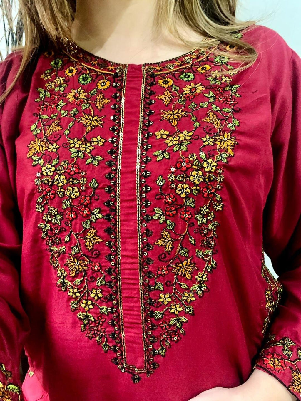 Embroidered Linen Shirt and Trouser Set