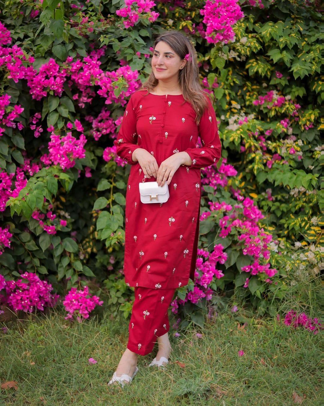 2 Pcs Women's Stitched Embroidered Shirt and Trouser
