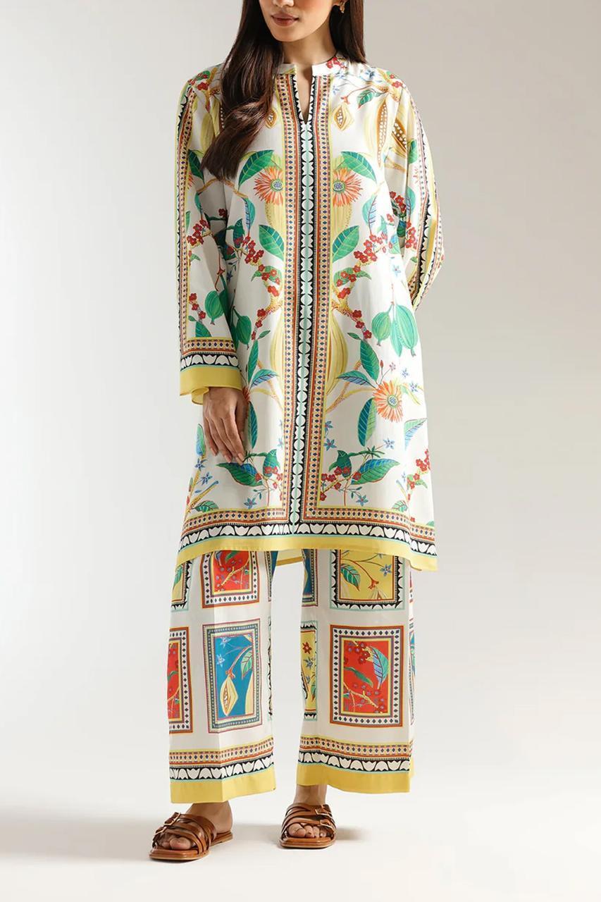 Stylish Women's 2 Pcs Stitched Printed Shirt & Trouser Set
