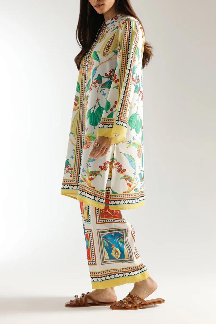 Stylish Women's 2 Pcs Stitched Printed Shirt & Trouser Set