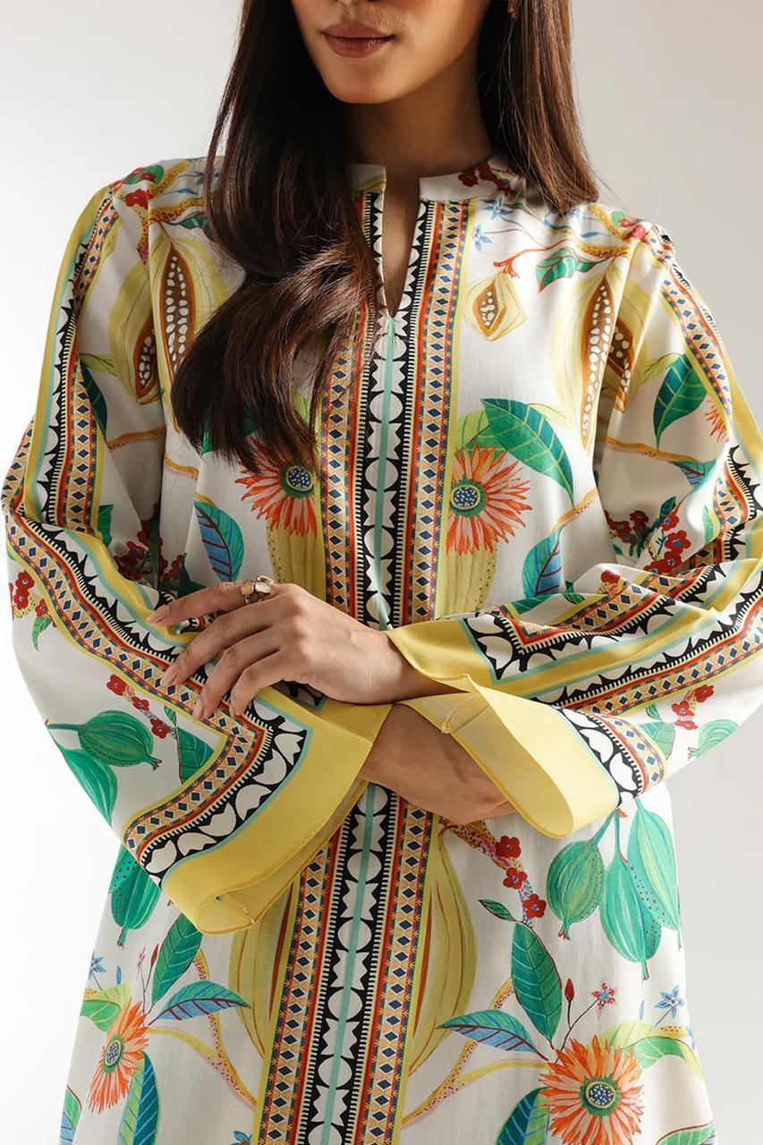 Stylish Women's 2 Pcs Stitched Printed Shirt & Trouser Set