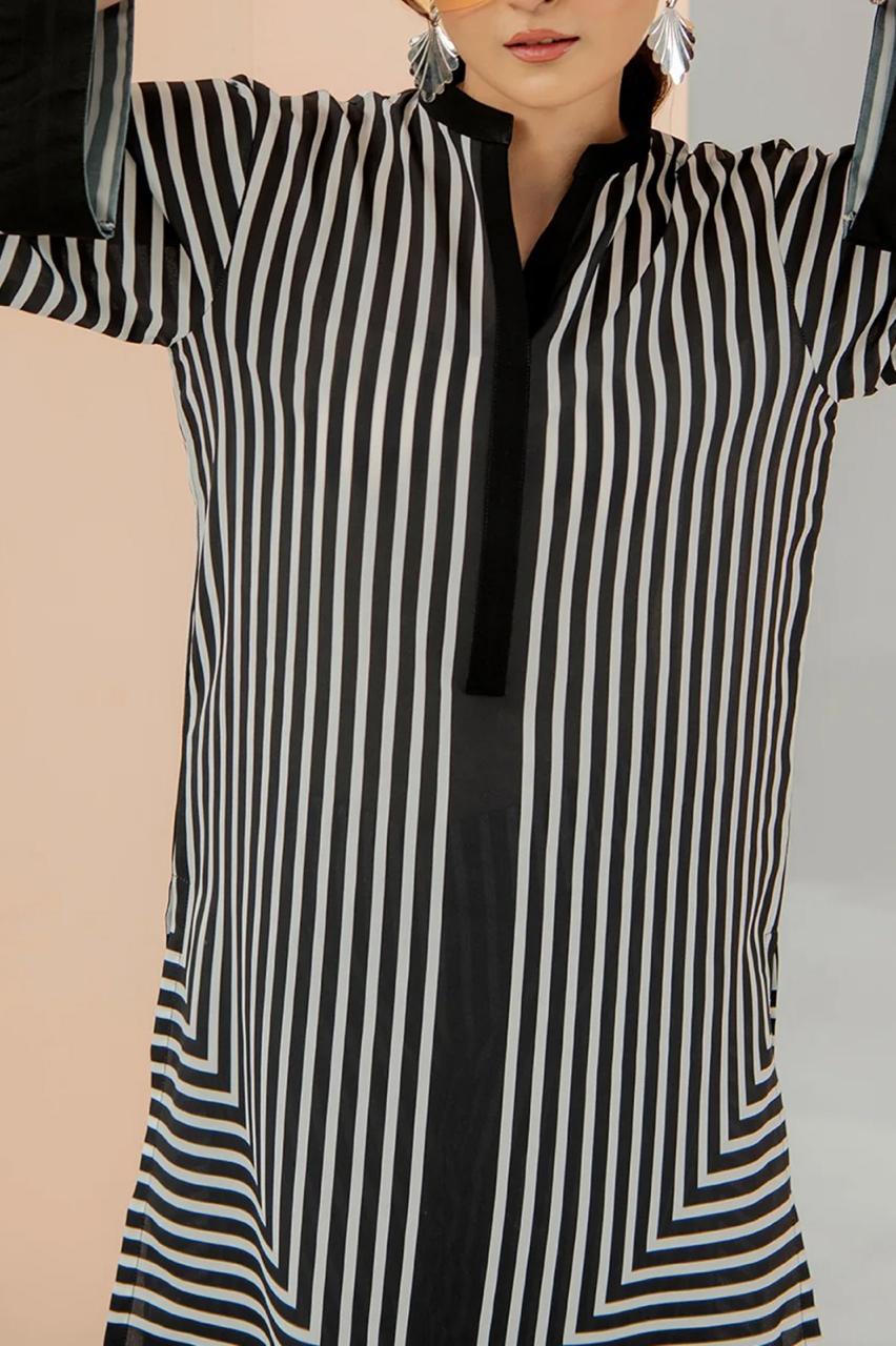Stylish Women's Stitched Printed V-Neck Shirt and Trouser Set