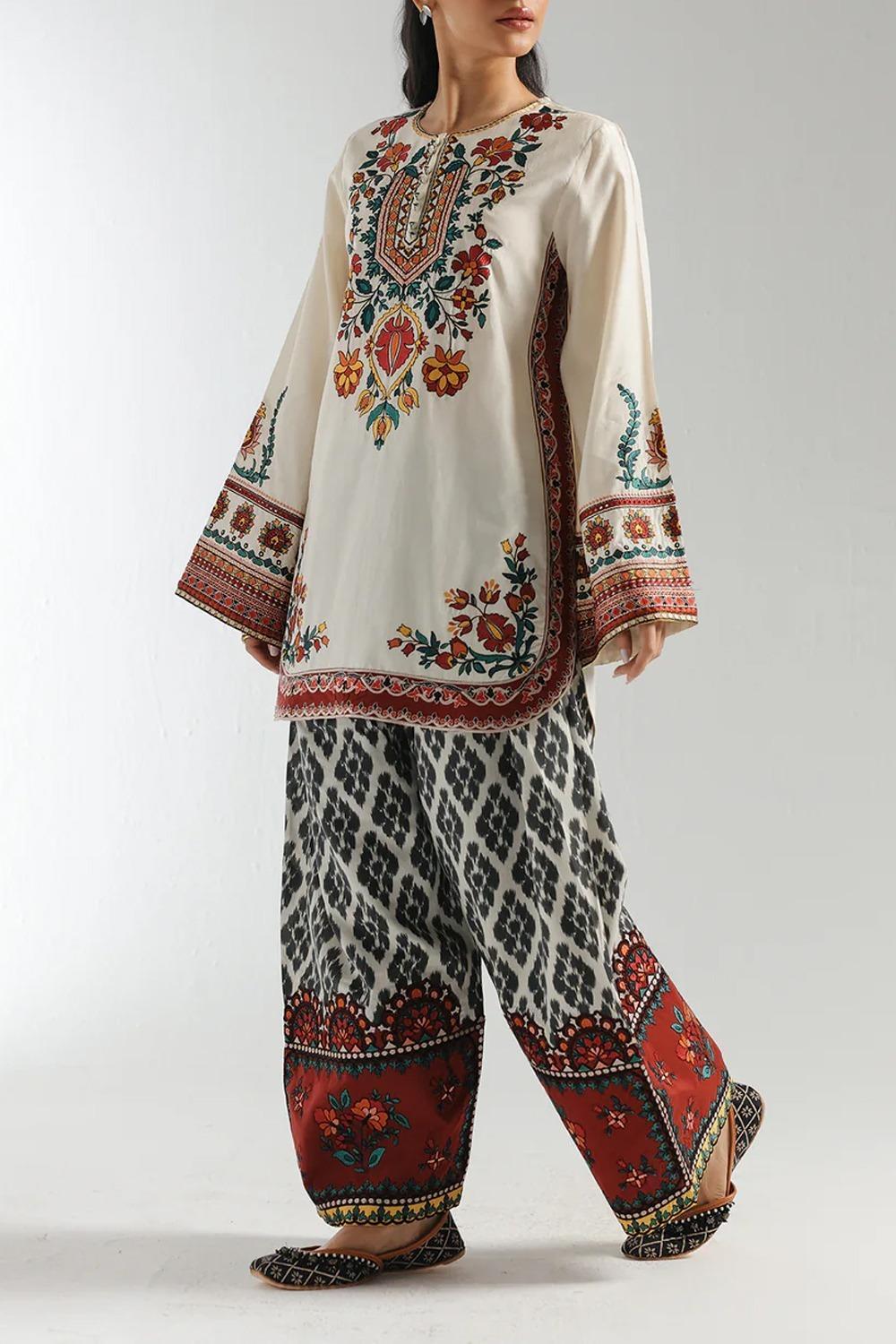 Stylish Women's Stitched 2 Pcs Printed Shirt and Trouser Set