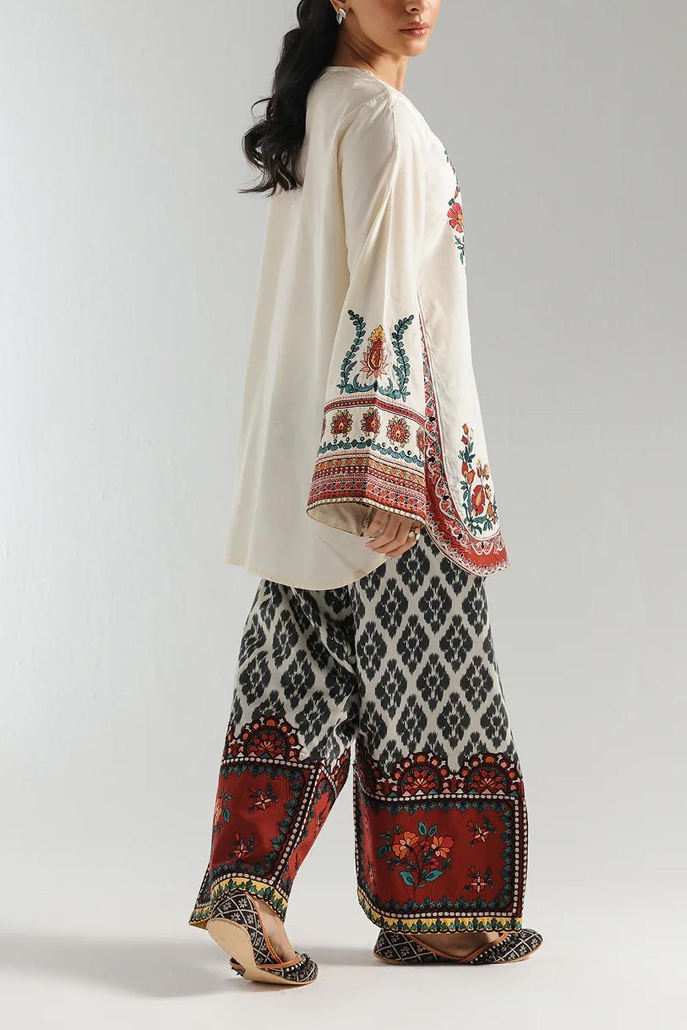 Stylish Women's Stitched 2 Pcs Printed Shirt and Trouser Set