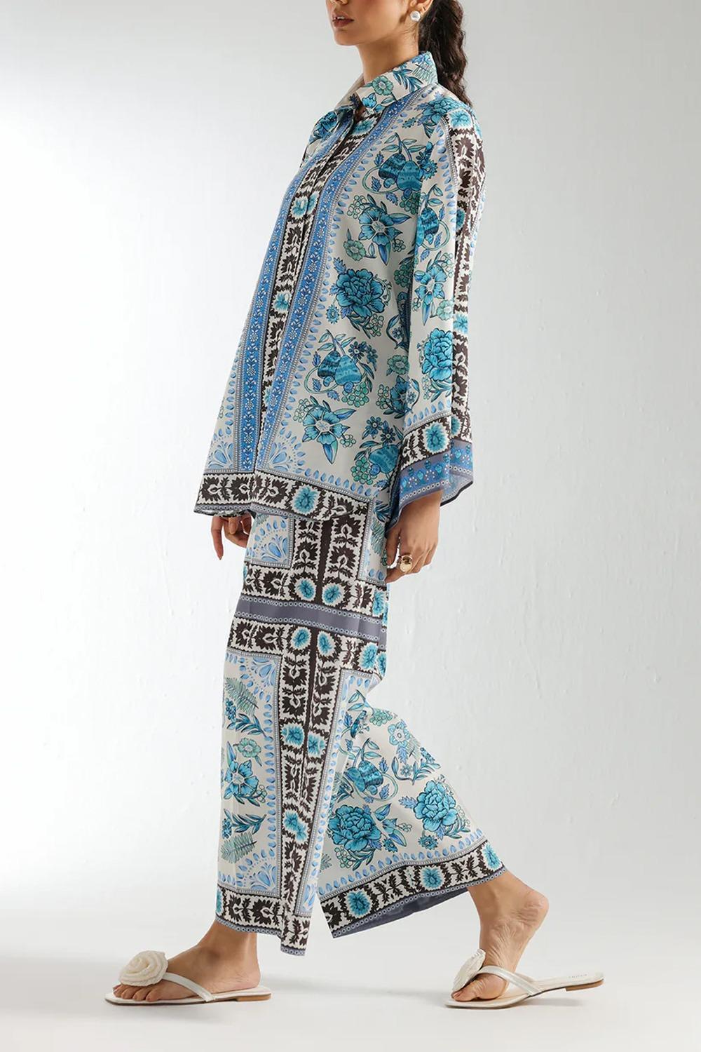 Stylish 2 Pcs Women's Printed Shirt & Trouser Set