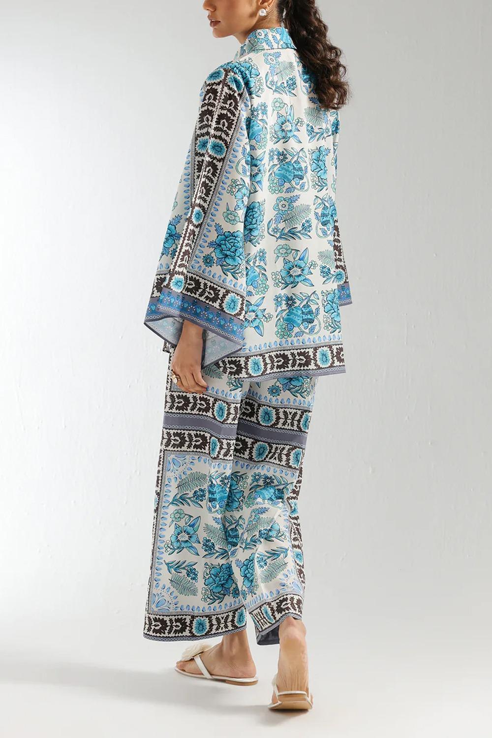 Stylish 2 Pcs Women's Printed Shirt & Trouser Set