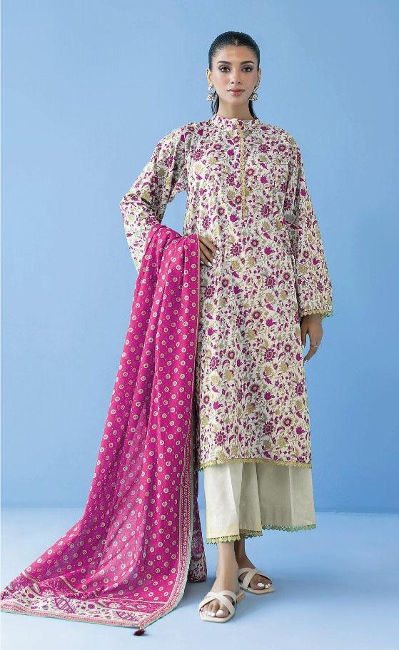 3 Pcs Women's Unstitched Viscose Printed Suit