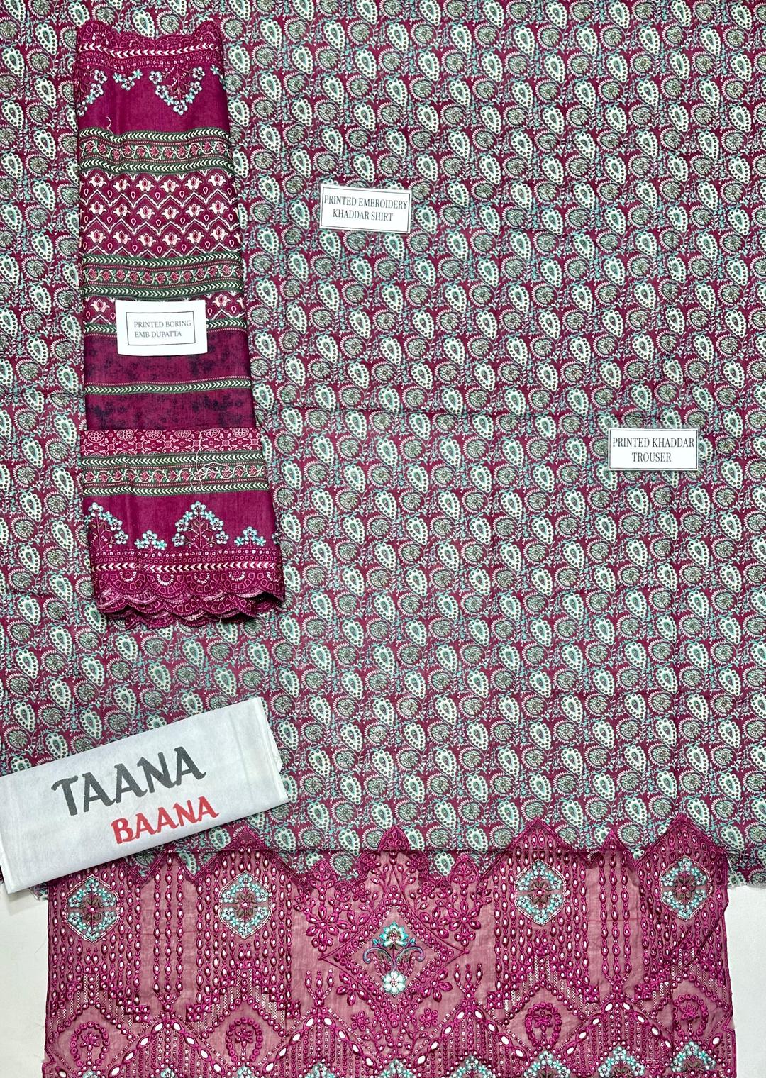 3 Pcs Women's Unstitched Purple Khaddar Suit