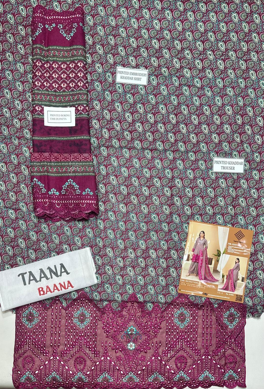 3 Pcs Women's Unstitched Purple Khaddar Suit
