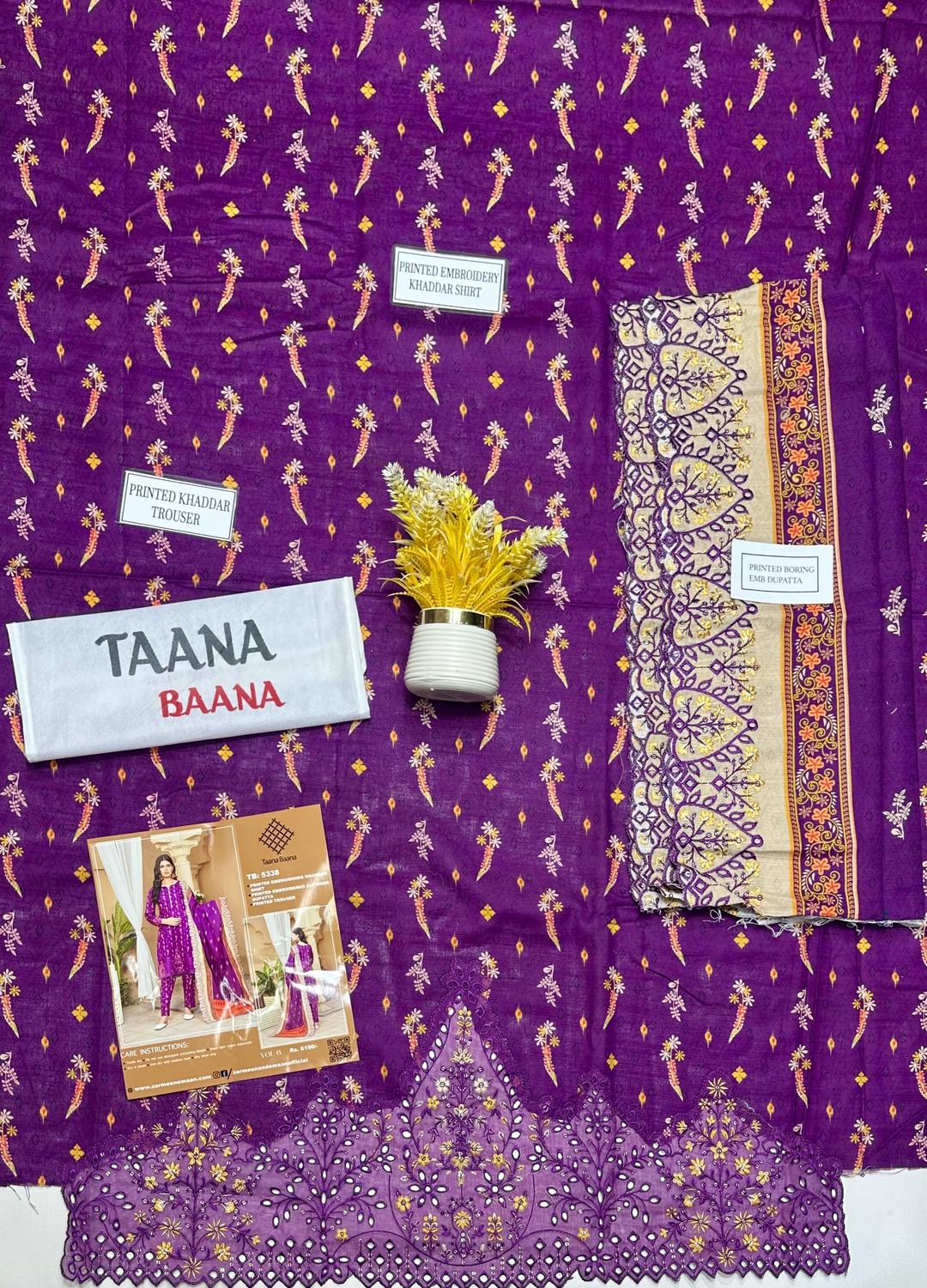 3 Pcs Women's Unstitched Purple Khaddar Suit