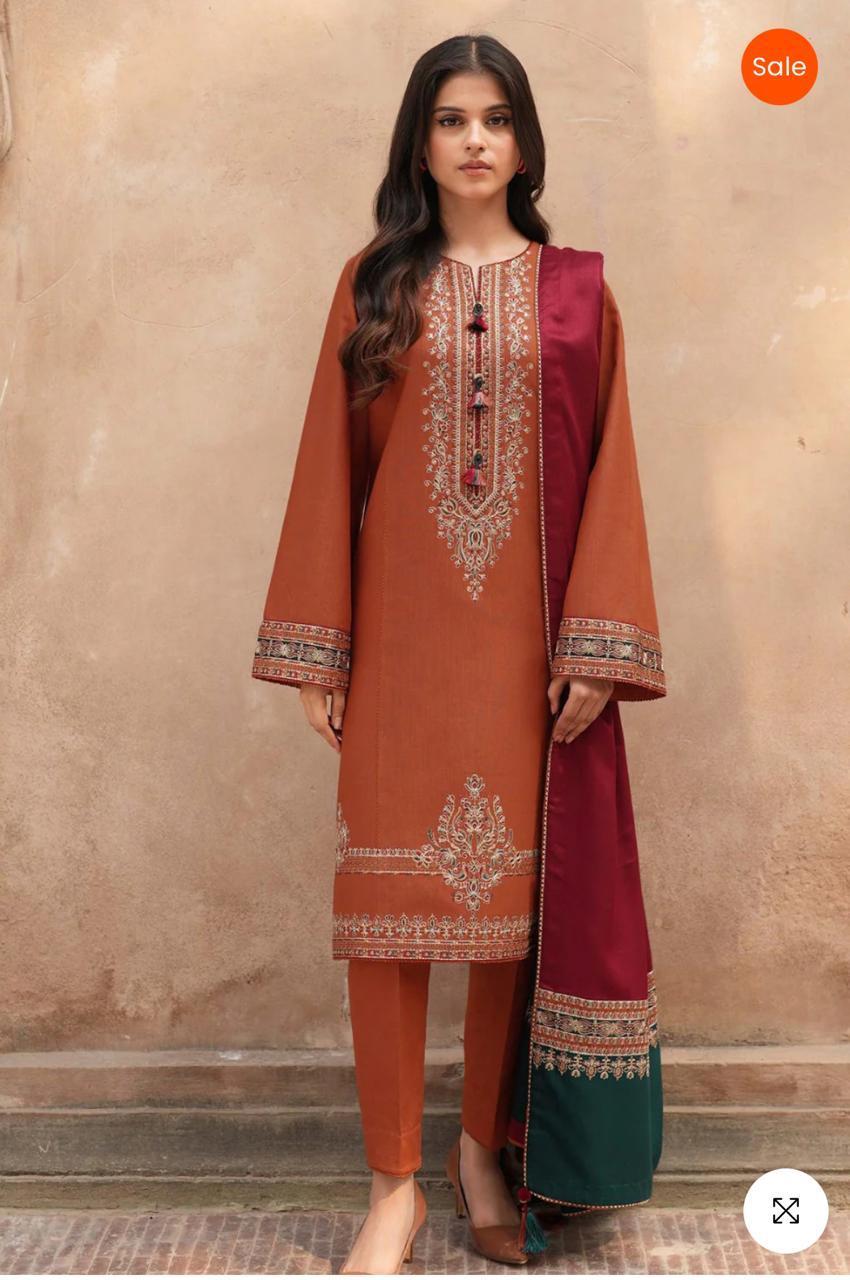 3 Pcs Women's Unstitched Lawn Suit