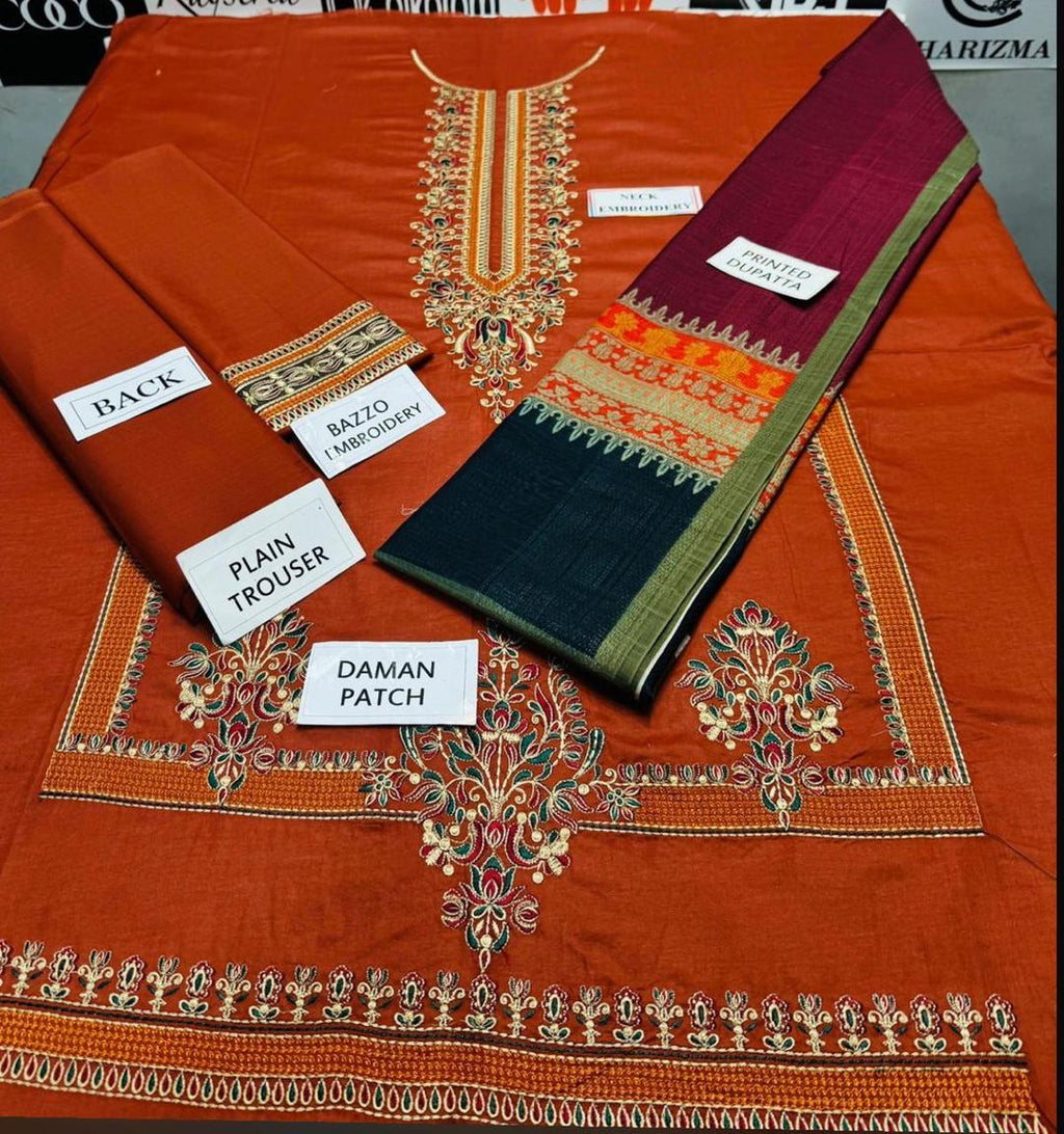 3 Pcs Women's Unstitched Lawn Suit