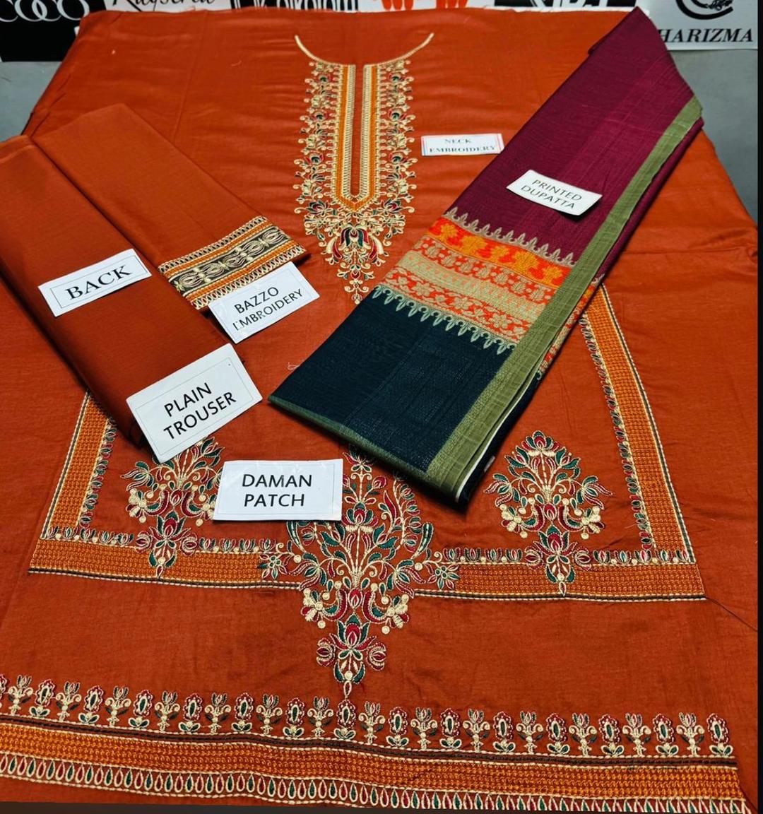 3 Pcs Women's Unstitched Lawn Suit
