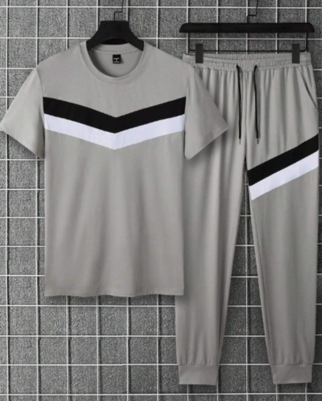 Men's Micro Two-Piece Plain Round Neck Set